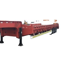 60 Ton Capacity Factory 4 Axle Semi Trailer New Fuwa Axle 90mm 17 Meter Low Bed Trailer With Hydraulic Spring Ladder